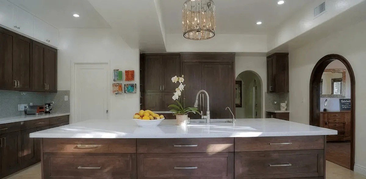 Cabinet refacing project with updated kitchen cabinets and island in Tallahassee, FL